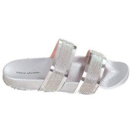 Ideal Shoes Damenhausschuhe mit Zirkonia grau