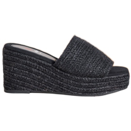 Kylie Modische Keilpantoffeln schwarz