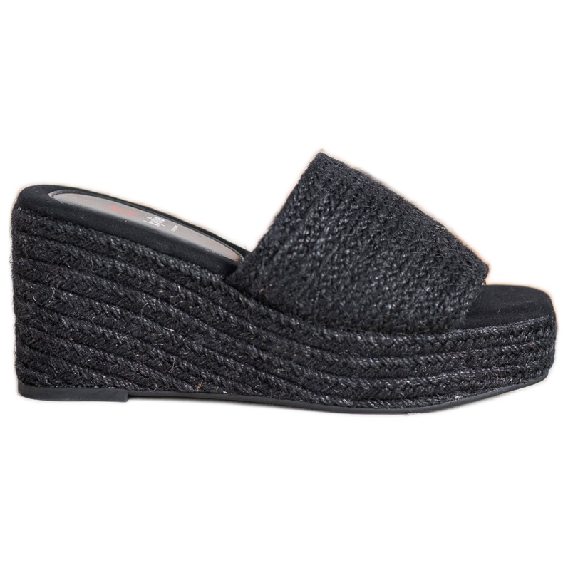 Kylie Modische Keilpantoffeln schwarz