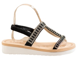 SHELOVET Slip-on-Sandalen mit Perlen schwarz