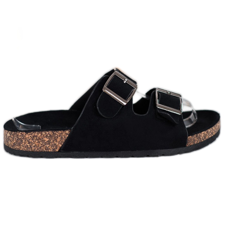 Queentina Bequeme Hausschuhe mit Schnalle schwarz