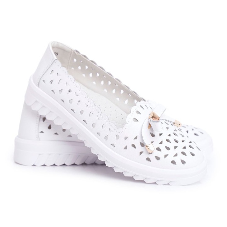 S.Barski Damen Slipper, Openwork Leder LR71515 Weiß Murrieta