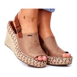 Damen Sandalen mit Keilabsatz Big Star Beige FF274982