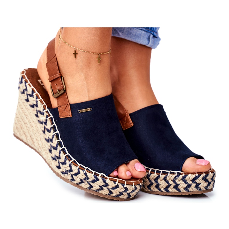 Damen Sandalen On Wedge Big Star Navy Blau FF274980