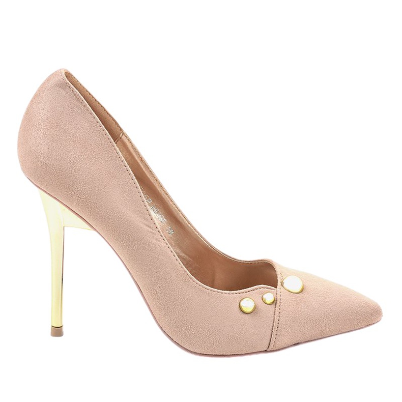 Klassische beige High Heels mit NE05P Nieten
