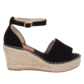 Schwarze Espadrilles auf Keilabsatz, schwarz TU147 Black