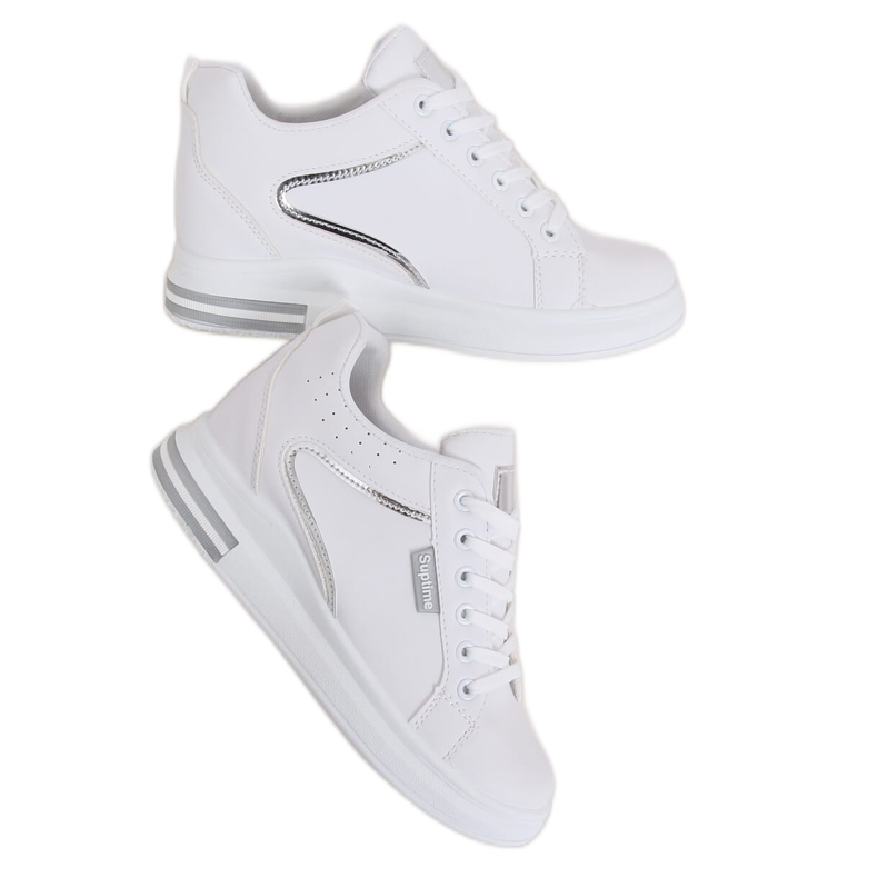 Weiß NB337 Silberne Sneaker mit Keilabsatz