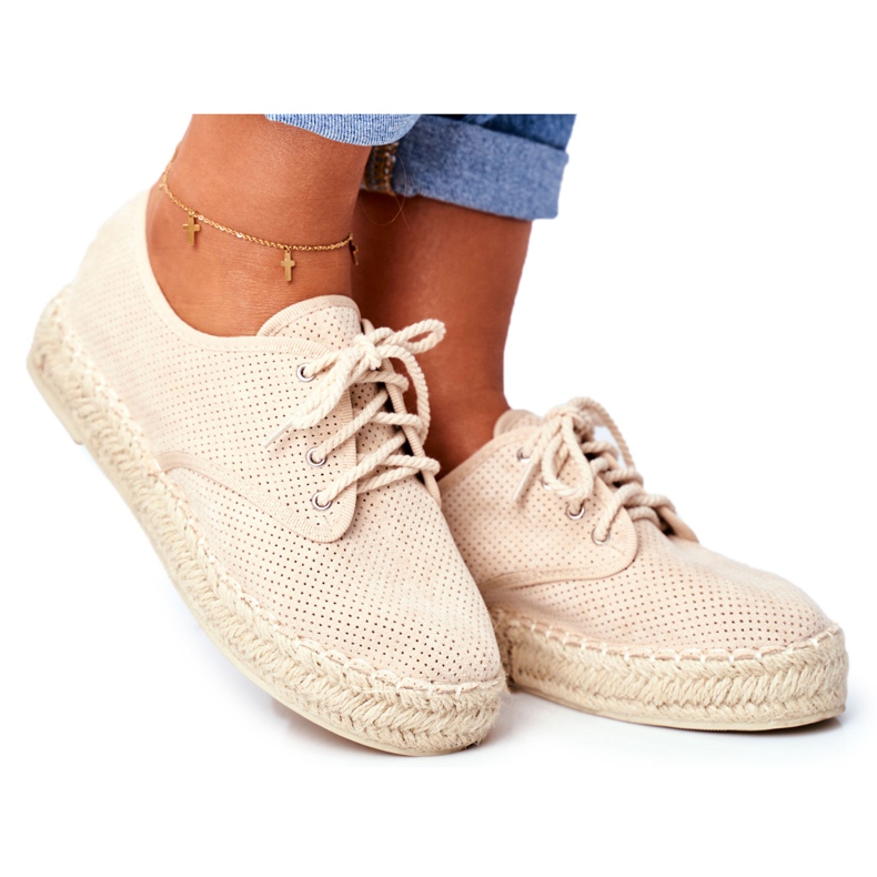 MSMG Espadrilles für Damen auf Beige Sonya Linen Platform