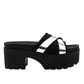 Schwarze Hausschuhe mit hohen Absätzen CL-3A309-43