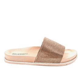 Champagner glänzende Hausschuhe RL216 golden