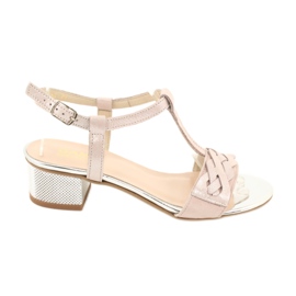 Gamis Damen Pink-Silber-Ledersandalen 39366 rosa