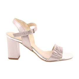 Ledersandalen an der Gamis 3949-Säule pink grau