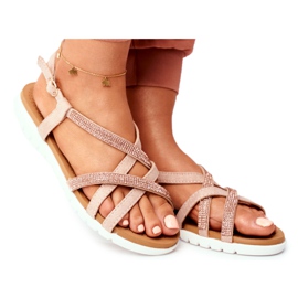 Damen Sandalen Lu Boo Mit Cubic Zirkonia 406-6 Roségold Feen rosa gelb