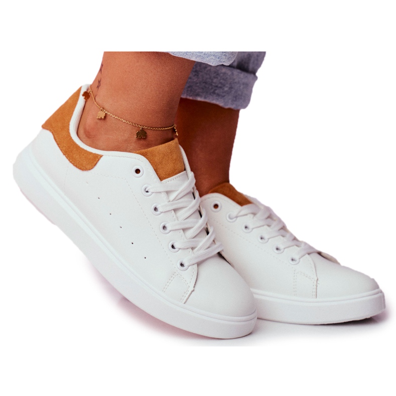 PS1 Damen Sportschuhe Weiß mit Absatz Camel Milly