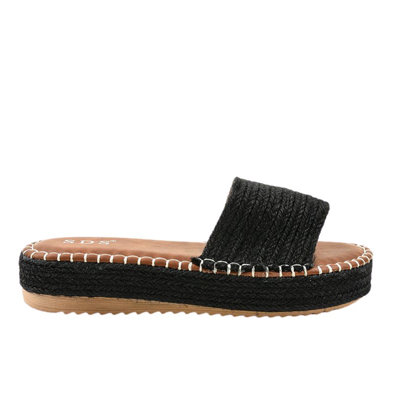 Schwarze Espadrilles-Hausschuhe 7970-PL