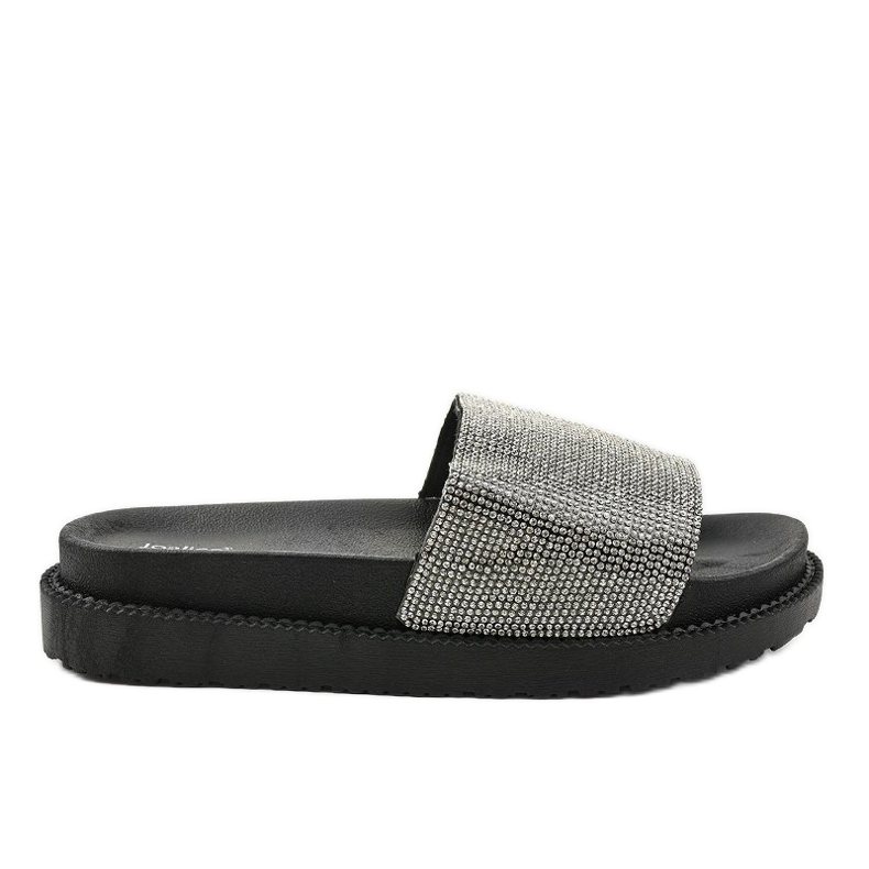 Schwarze Hausschuhe mit Pailletten SF-01