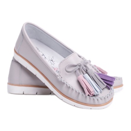 EVE Damen Slipper Leder Grau Bebbo