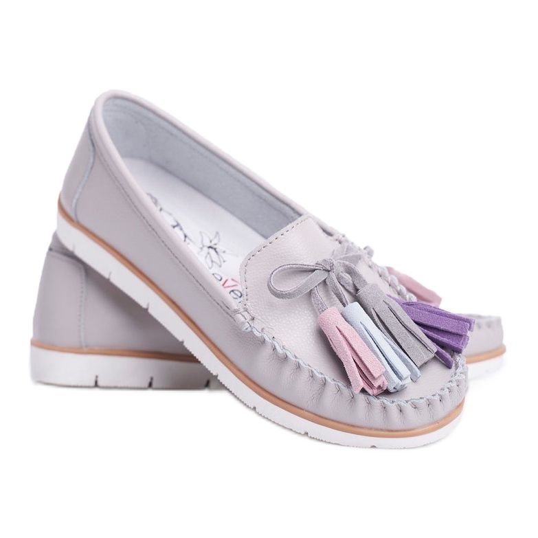 EVE Damen Slipper Leder Grau Bebbo
