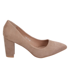 Pumps auf der Post beige E08-12 Khaki Wildleder