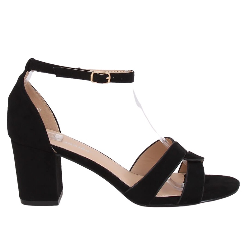 Schwarze Sandalen mit niedrigem Absatz A3082 Schwarz