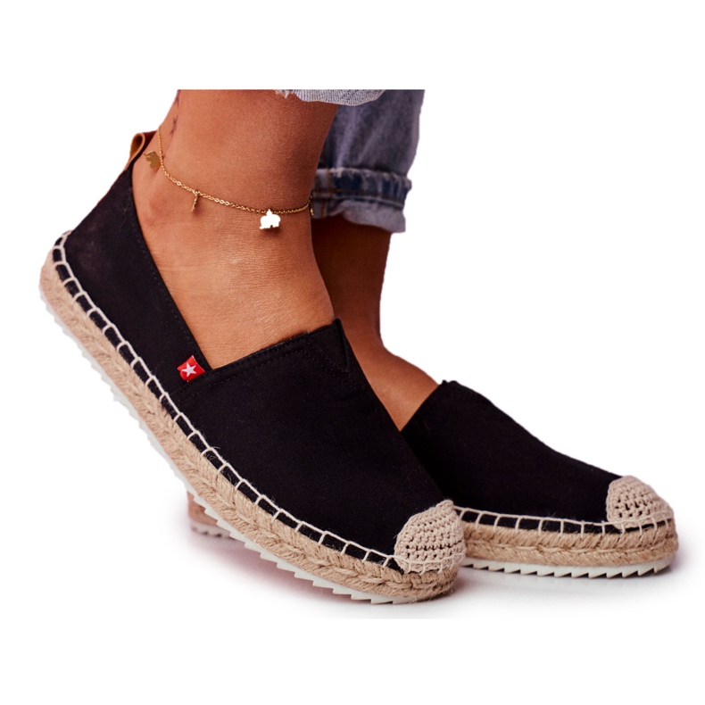 Damen Espadrilles Geflochtene Sohle Schwarz Big Star FF274A498