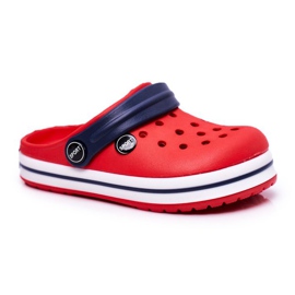 Hausschuhe für einen Jungen, ein Mädchen, ein Kind, rote Krokodile marineblau