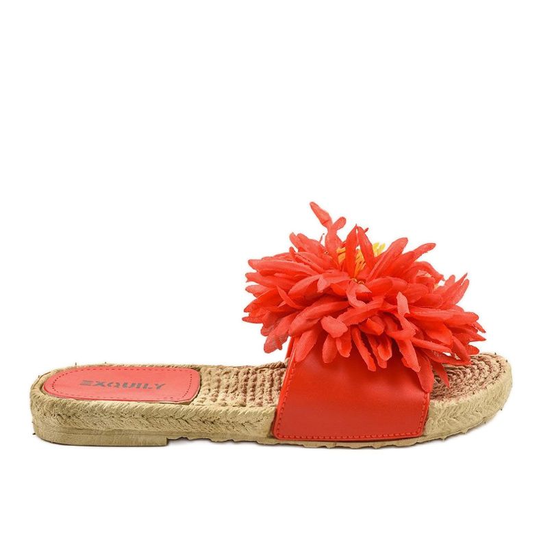 Rote Flip-Flops mit Blumen Espadrilles CD-1831