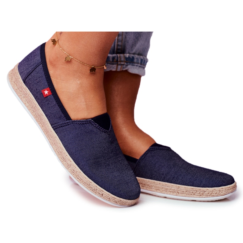 Damen Espadrilles Big Star Slip-on Marineblau FF276024 navy blau