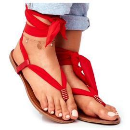 FS1 Damen Sandalen Flip-Flops Gebunden Rot Derryl