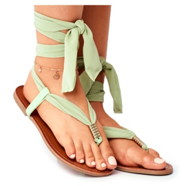 FS1 Damen Sandalen Flip-Flops Gebunden Grün Derryl