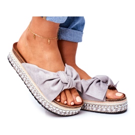 Hohe Hausschuhe für Damen Grau Mortigo