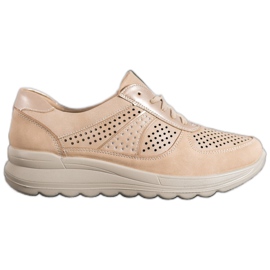 Comer Durchbrochene Turnschuhe auf Paltform braun gelb