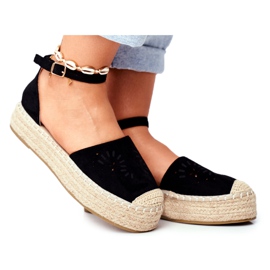 PS1 Espadrilles für Damen auf der schwarzen Palermo-Leinenplattform