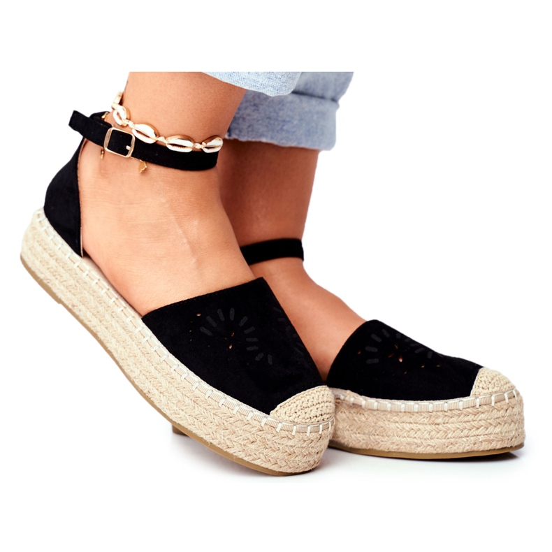 PS1 Espadrilles für Damen auf der schwarzen Palermo-Leinenplattform