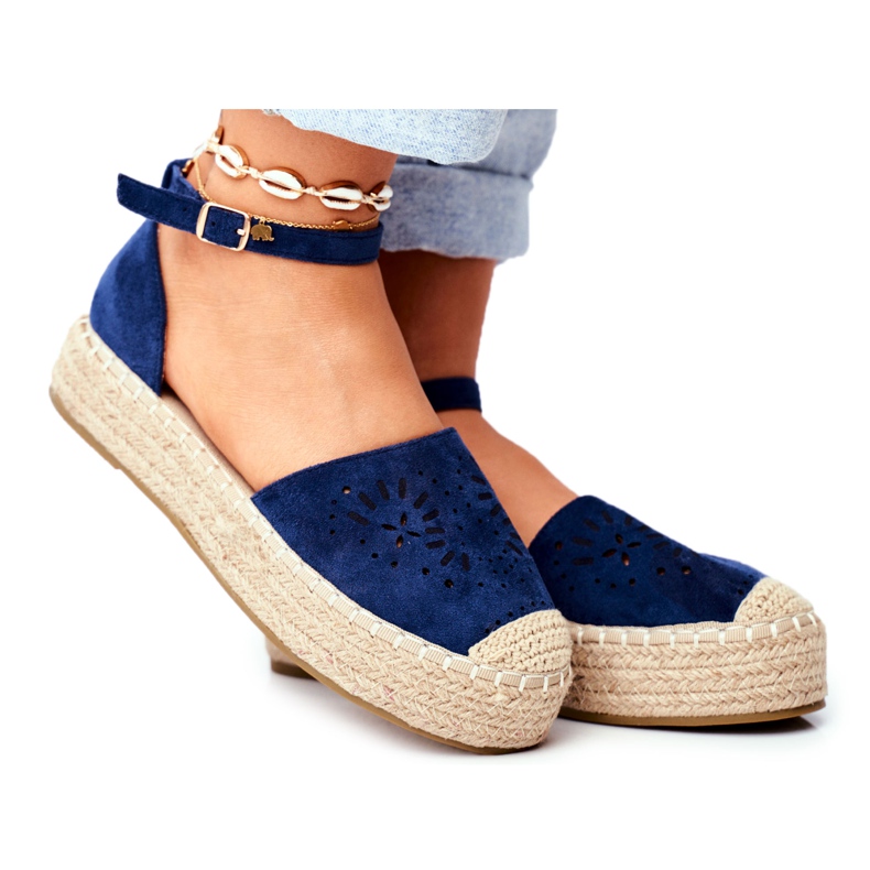 PS1 Espadrilles für Damen auf der marineblauen Leinenplattform Palermo navy blau