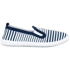 SHELOVET Gestreifte Slip-On-Sneakers weiß blau