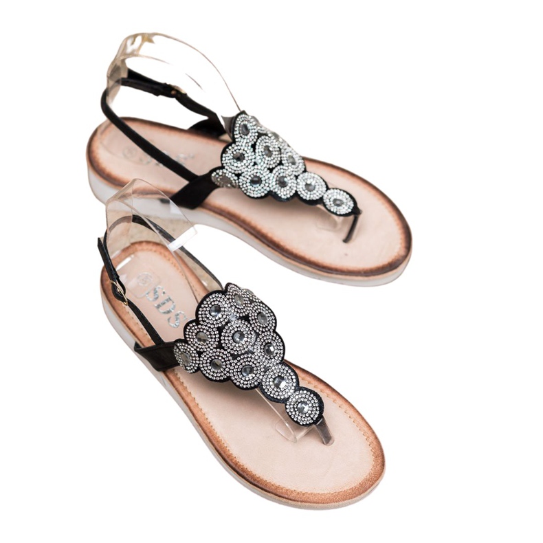 SDS Sandalen auf der Plattform mit Dekorationen schwarz