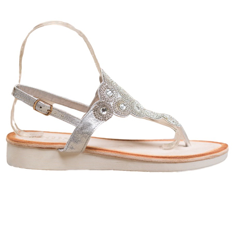 SDS Sandalen auf der Plattform mit Dekorationen grau