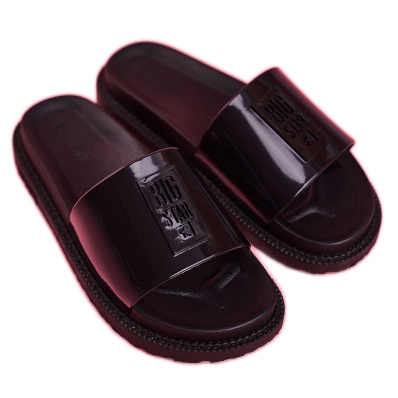 Damen Hausschuhe Big Star auf der schwarzen Plattform FF274813