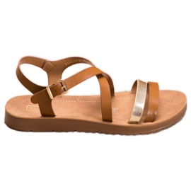 Filippo Lässige Sandalen mit goldenem Streifen braun