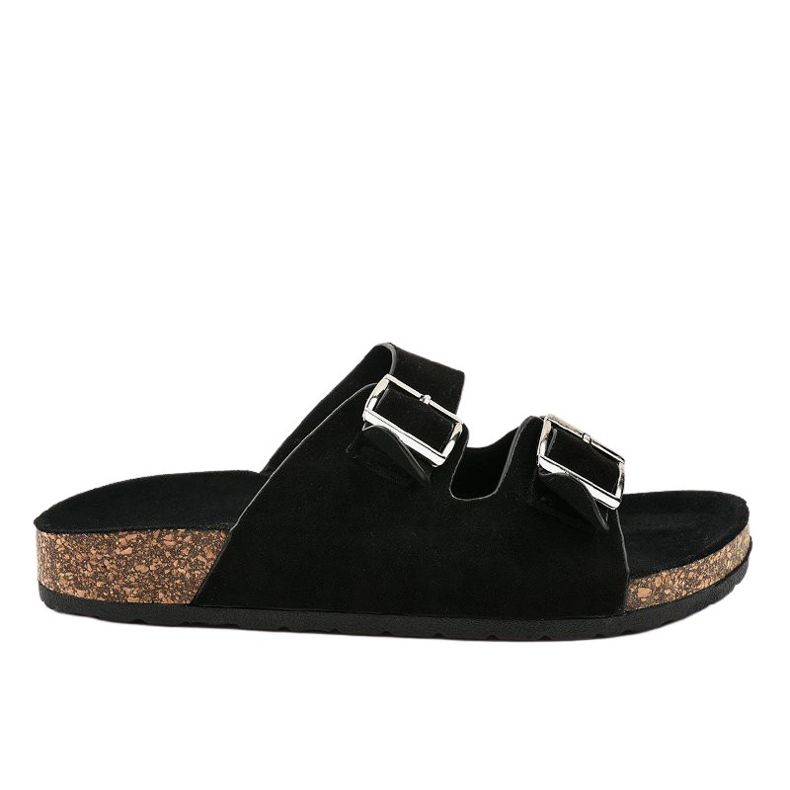 Schwarze Hausschuhe mit Schnalle BL3100-SF