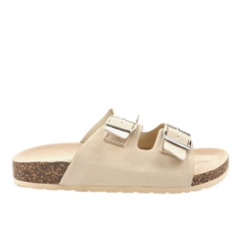 Beige Hausschuhe mit Schnalle BL3100-SF