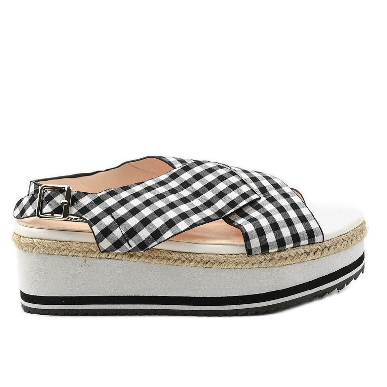 Schwarze Sandalen auf der Plattform 1508-1 weiß