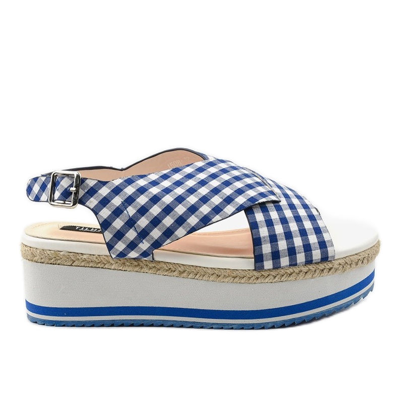 Dunkelblaue Sandalen auf der Plattform 1508-13