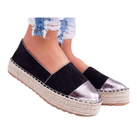 Damen Espadrilles Schwarz Ringer Platform gelb
