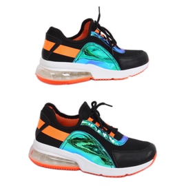Schwarze Damen Sportschuhe F-3336 SCHWARZ / ORANGE