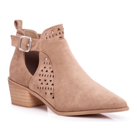 Bellucci Damenstiefel mit ausgeschnittener Feder Beige Rita
