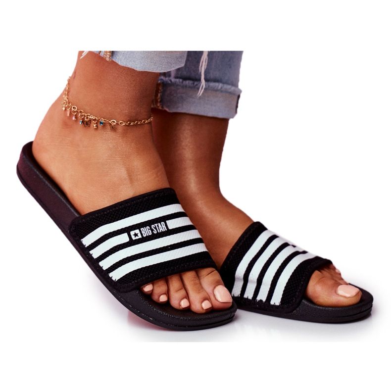 Damen Hausschuhe Big Star Schwarz FF274A353 weiß