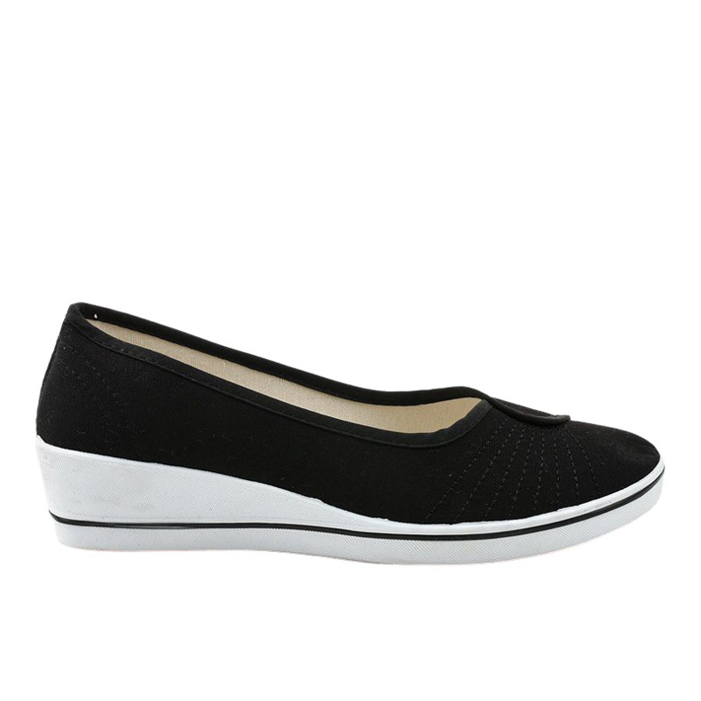 Schwarze Turnschuhe, Keil Turnschuhe K-1-001