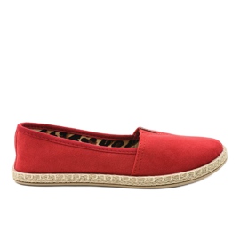 Rote Slip-Espadrilles mit Leopardenmuster TL128-3